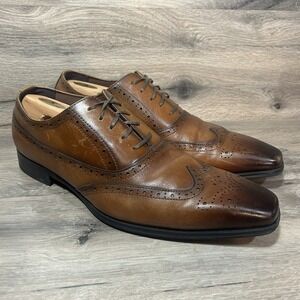 La Milano Men's Leather Wingtip Shoes Size 13 Antiqued Brown